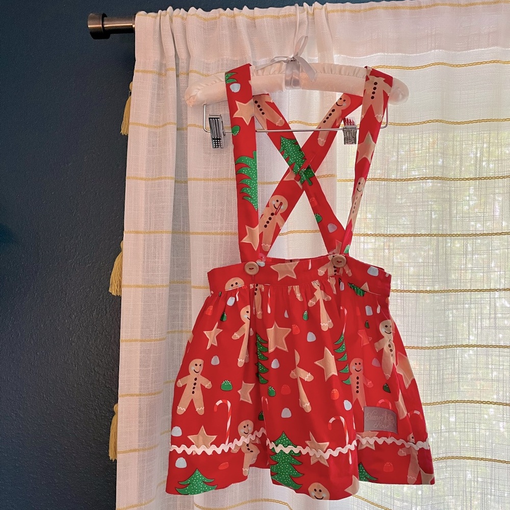 Eleanor Rose Christmas Skirt with Suspenders